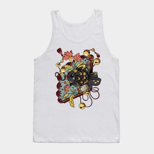 Asian Goldfish with Fan and Pink Flowers Tank Top